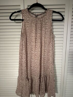 Anthropologie Sleeveless Black Dot Ruffle-Hem Dress in Light Pink